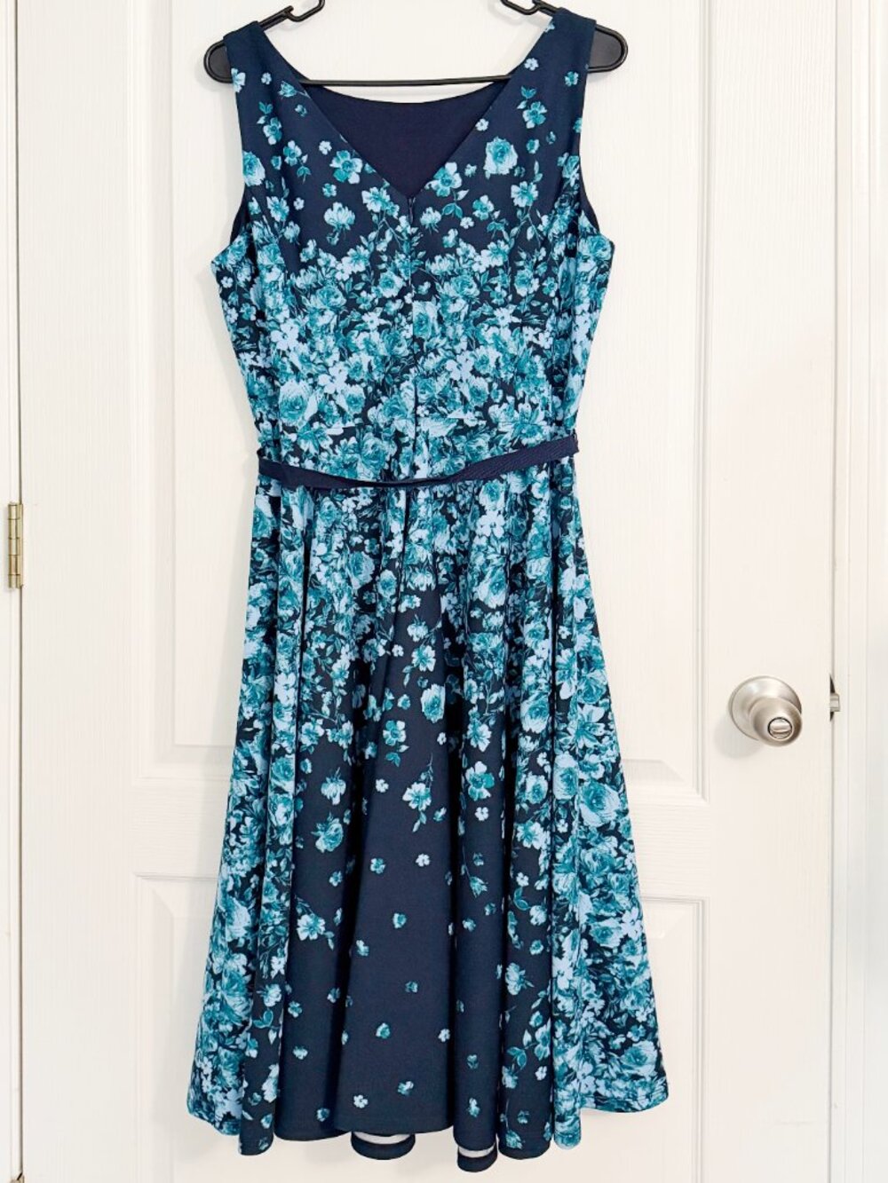Julian Taylor New York Floral Border Print Fit & Flare Dress Size 14 - Picture 4 of 12